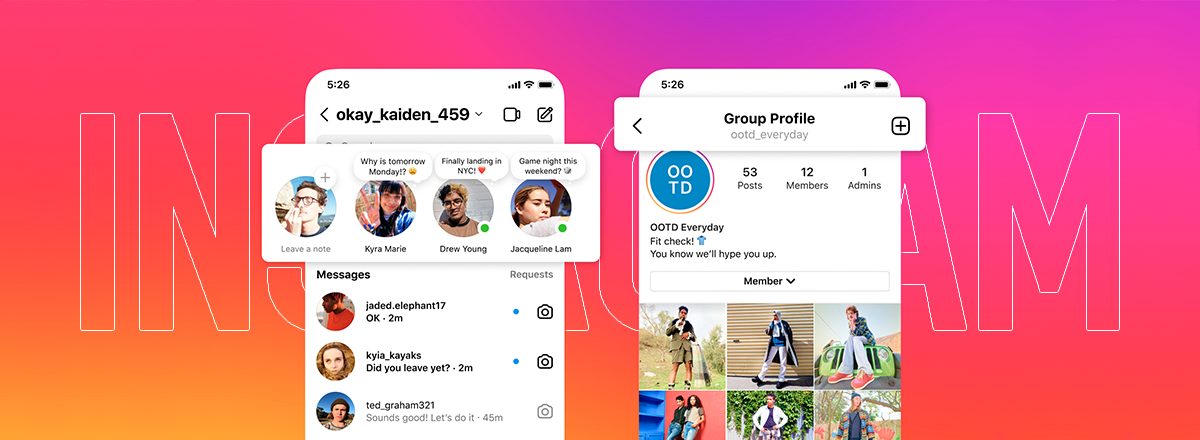Instagram Debuts Notes, Tests Group Profiles and Candid Stories